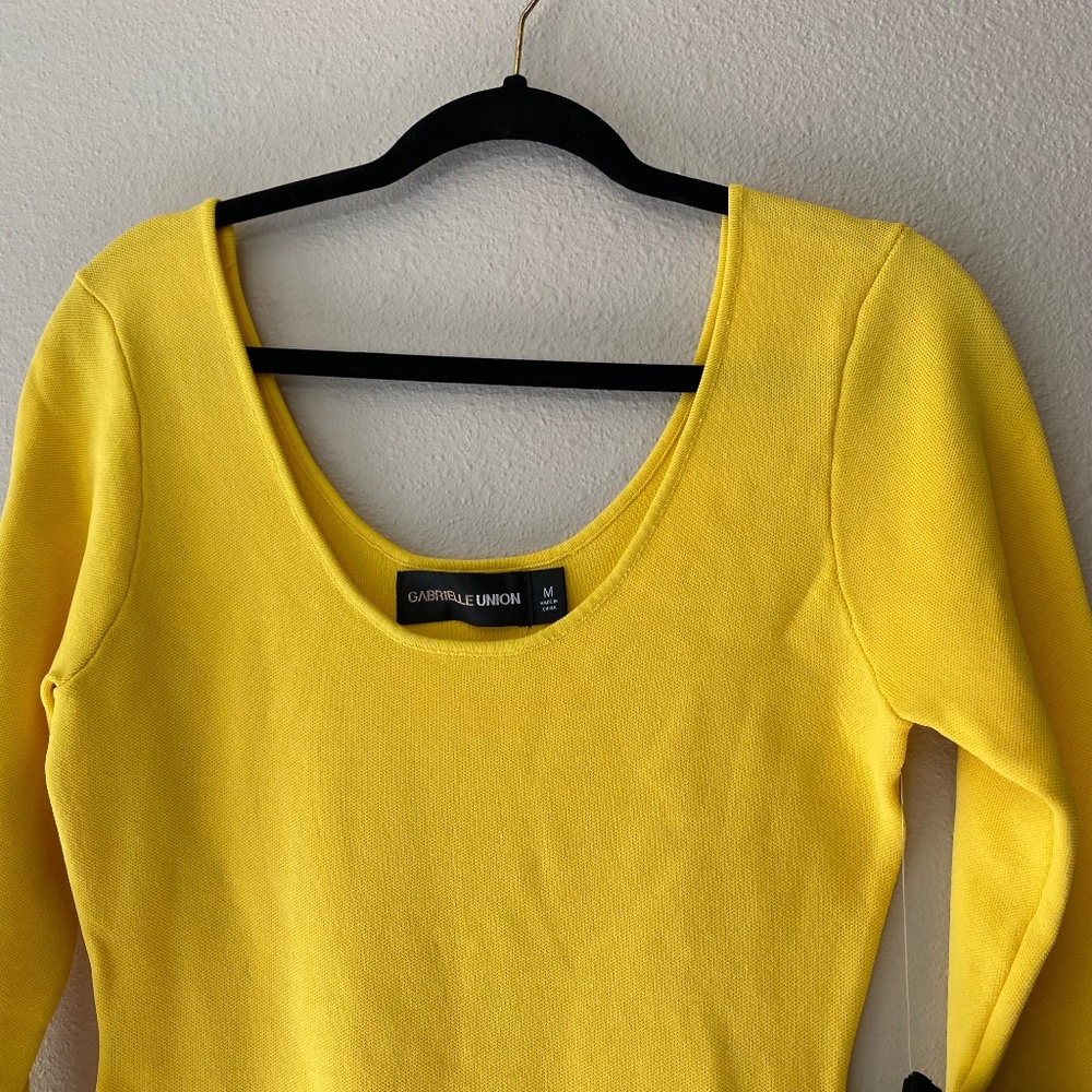 Gabrielle Union Yellow Long Sleeve Body Con Dress NWT Medium